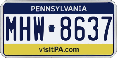PA license plate MHW8637