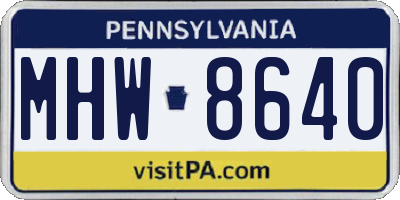 PA license plate MHW8640