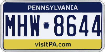 PA license plate MHW8644
