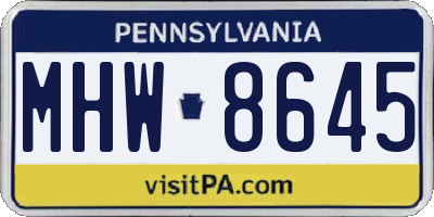 PA license plate MHW8645
