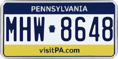 PA license plate MHW8648