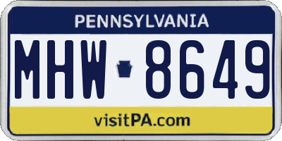 PA license plate MHW8649