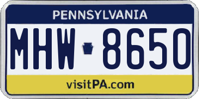 PA license plate MHW8650