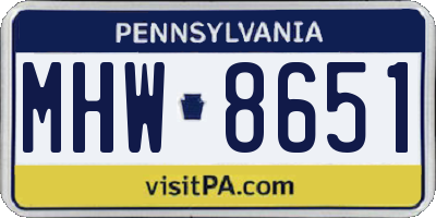 PA license plate MHW8651