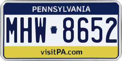 PA license plate MHW8652