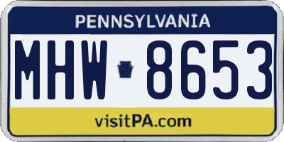 PA license plate MHW8653