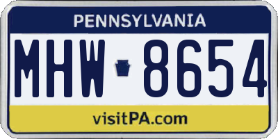 PA license plate MHW8654