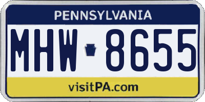 PA license plate MHW8655