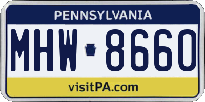 PA license plate MHW8660