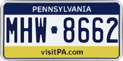 PA license plate MHW8662