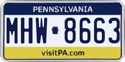 PA license plate MHW8663