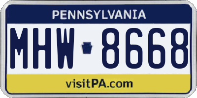 PA license plate MHW8668