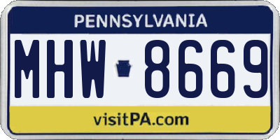 PA license plate MHW8669