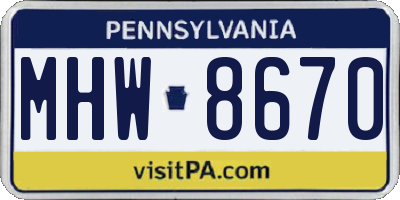 PA license plate MHW8670