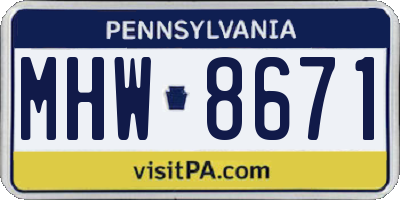 PA license plate MHW8671
