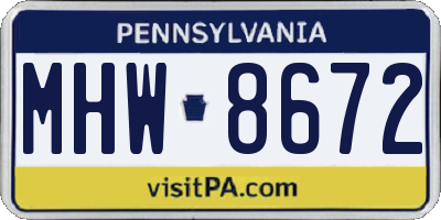 PA license plate MHW8672