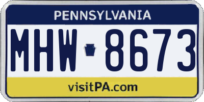 PA license plate MHW8673