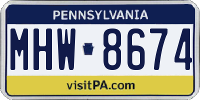PA license plate MHW8674