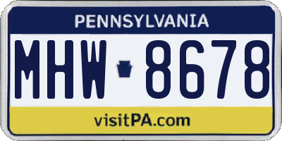 PA license plate MHW8678
