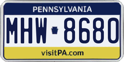PA license plate MHW8680