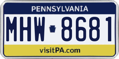 PA license plate MHW8681
