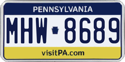 PA license plate MHW8689