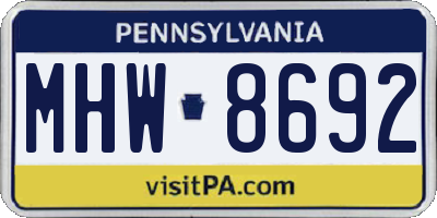 PA license plate MHW8692
