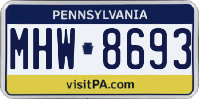 PA license plate MHW8693