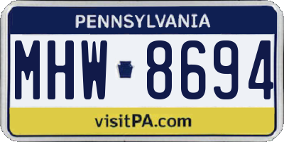 PA license plate MHW8694