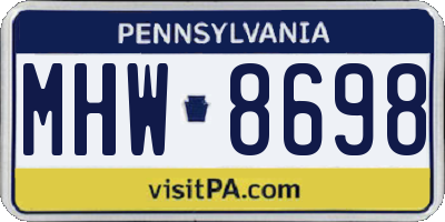 PA license plate MHW8698