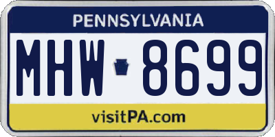 PA license plate MHW8699