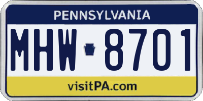 PA license plate MHW8701