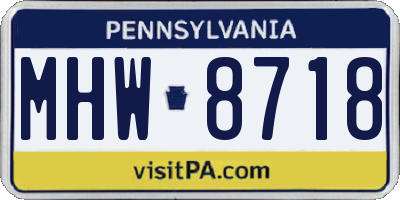 PA license plate MHW8718