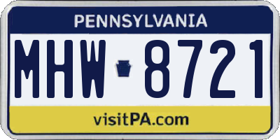 PA license plate MHW8721