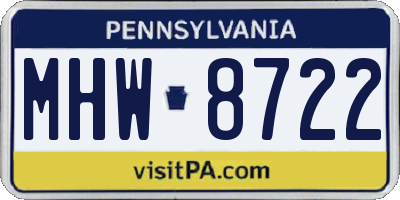 PA license plate MHW8722