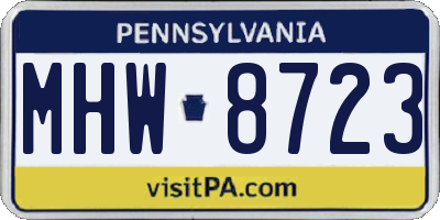 PA license plate MHW8723