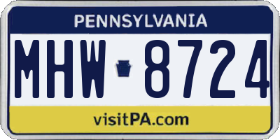 PA license plate MHW8724