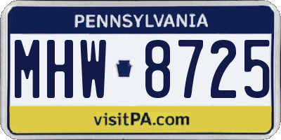 PA license plate MHW8725