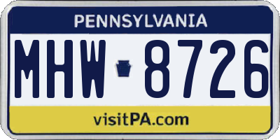 PA license plate MHW8726