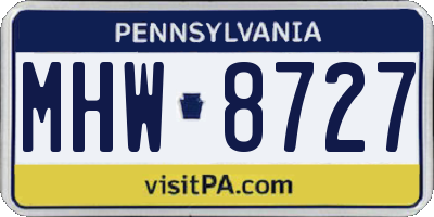 PA license plate MHW8727