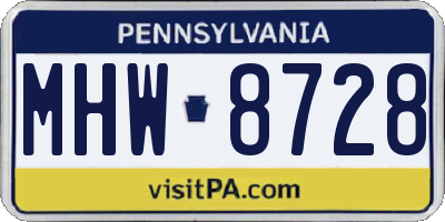 PA license plate MHW8728