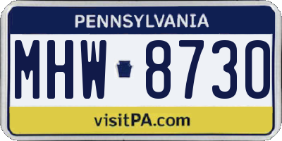 PA license plate MHW8730