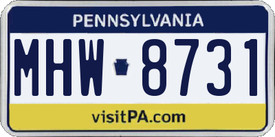 PA license plate MHW8731