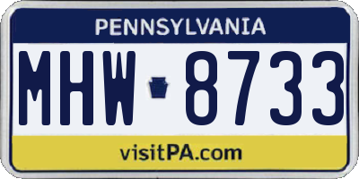 PA license plate MHW8733