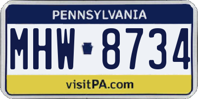 PA license plate MHW8734