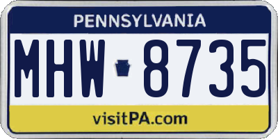 PA license plate MHW8735