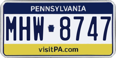 PA license plate MHW8747