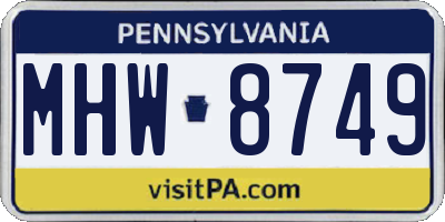 PA license plate MHW8749