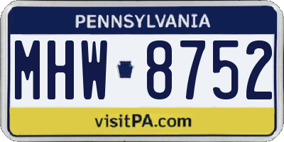 PA license plate MHW8752