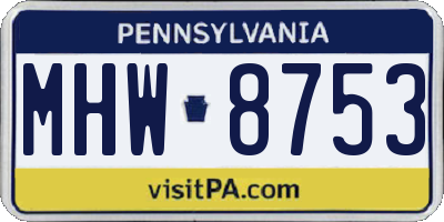 PA license plate MHW8753